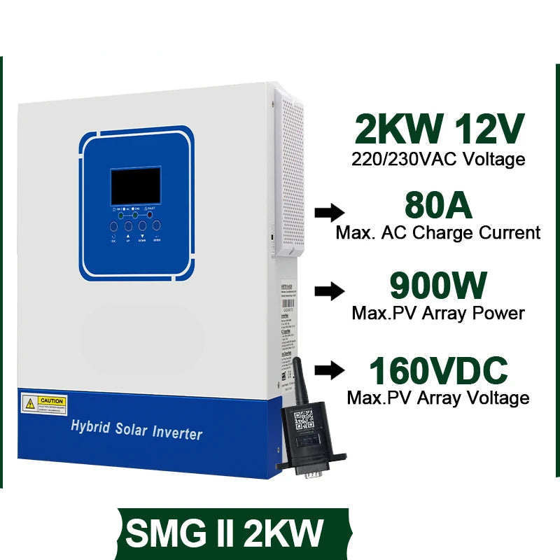 Hybride Omvormer Solar – Solar Inverter – Zonnepaneel Omvormer – Energie Omvormer – Zonnestroom Converter – 2 kW Vermogen – Wifi Met MPPT