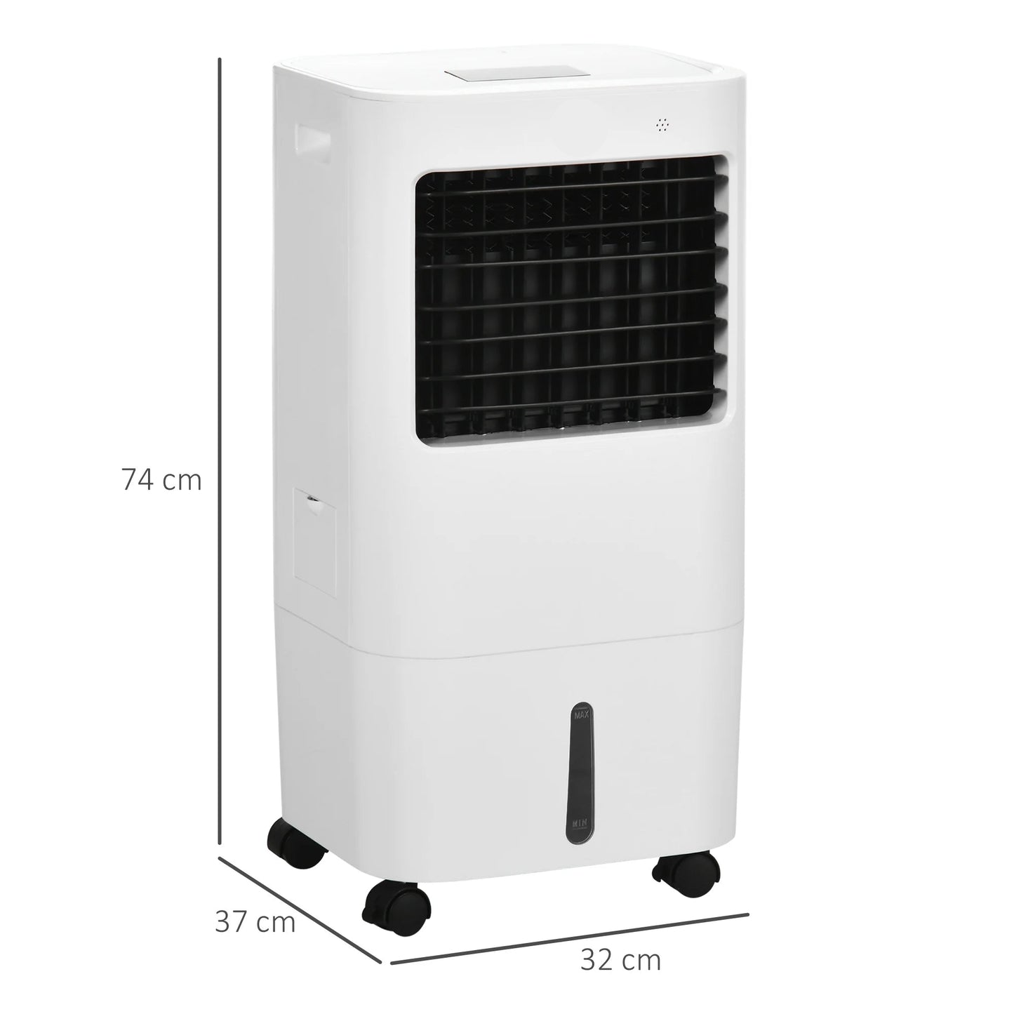 Mobiele Airco - Draagbare Airconditioning - Mini-Airconditioning - Verdampings Luchtbevochtiger - met Wielen - 15L Reservoir - voor Koeling - Ventileren - 65W - 62dB - 15-20 m² - 220-240 V/50HZ  - 32 x 37 x 74 cm - Wit