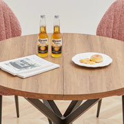 Table - Round Table - Scandinavian - Modern Minimalist Table - Solid Wood Lid - Steel Frame - 100cm - Light Wood Color