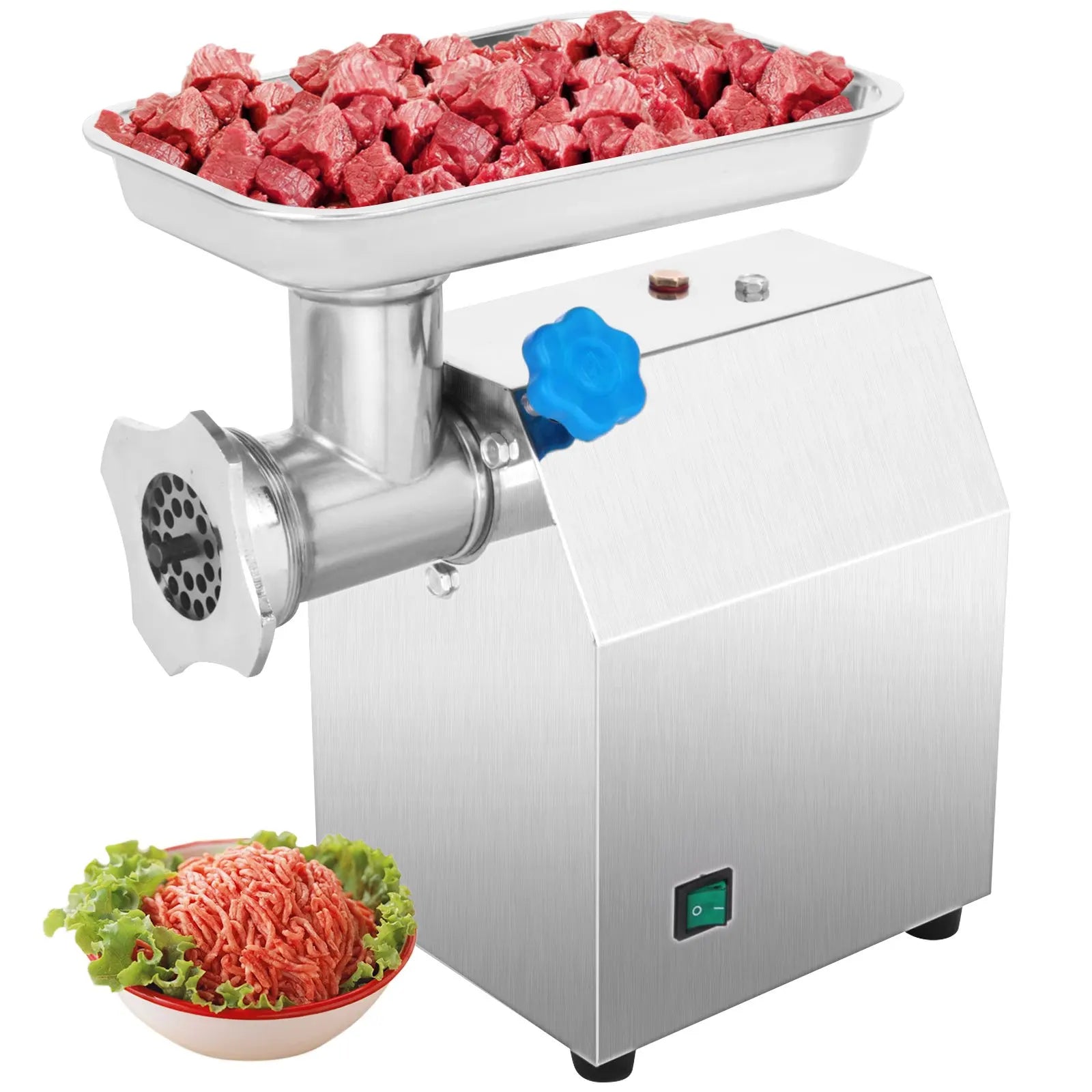 Vleesmolen - Elektrische - Gehaktmolen - 120KG/U - 800W Krachtige Motor - Duurzaam RVS Design - Zware Uitvoering - Horeca en Thuisgebruik - Eenvoudige Bediening - QUORE
