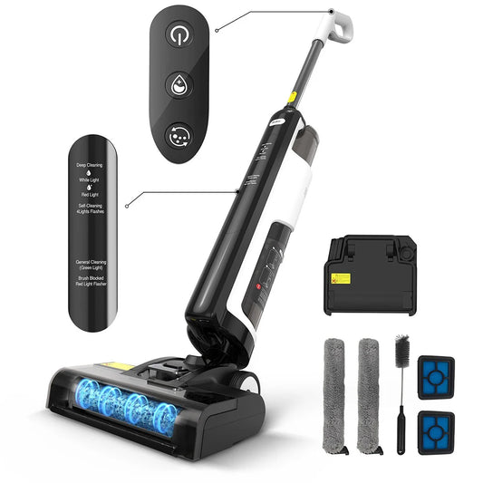 Steelstofzuiger Draadloos - Steelstofzuiger - Stofzuiger - Steelstofzuiger Snoerloos - Krachtige Zuigkracht - 150W - 220V - 2600mAh - 80dB - Wit/Zwart - QUORE