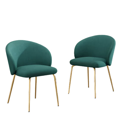 Fluwelen Eetkamerstoelen – Armleuningen – Luxe Stoelen – Comfortabele Stoelen – Zachte Bekleding – Ergonomische Rugleuning – Gouden Metalen Poot - Groen