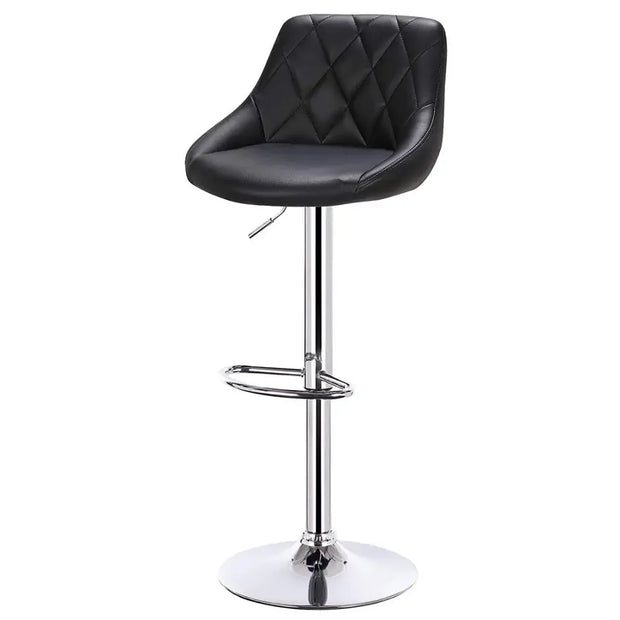 Adjustable Bar Stool - Bar Stool - Bar Stools with Backrest - Footrest - Chrome Steel - Ergonomic Design - Khaki Leather