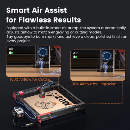 AlgoLaser Alpha MK2 20W Business Laser Engraver Machine Laser Cutter/Engraver with Air Pump 3.5" Smart Touch 2.0 AlgoOS System