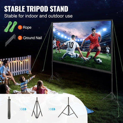 Projectiescherm - Beamer Scherm - Projector Scherm - Home Cinema - 4K/1080P HD Buitenbioscoop Scherm - voor Thuisbioscoop en Tuingebruik - met Statief 150 Inch - Beamer Mini - Draagbaar - Opvouwbaar