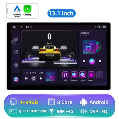 13,1" Android Autoradio – Multimedia Systeem – Navigatie – CarPlay – Android Auto – 2K Touchscreen – 8-Core Processor – 4GB RAM & 64GB Opslag