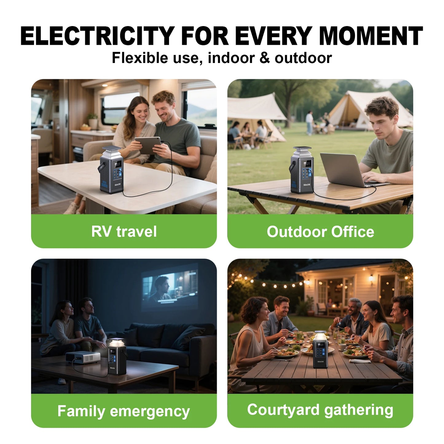 Draagbare Powerstation – Powerbank – Zonnegenerator – Mobiele Batterij – Noodstroomvoorziening – 296Wh Capaciteit – Snelladen USB-C 100W