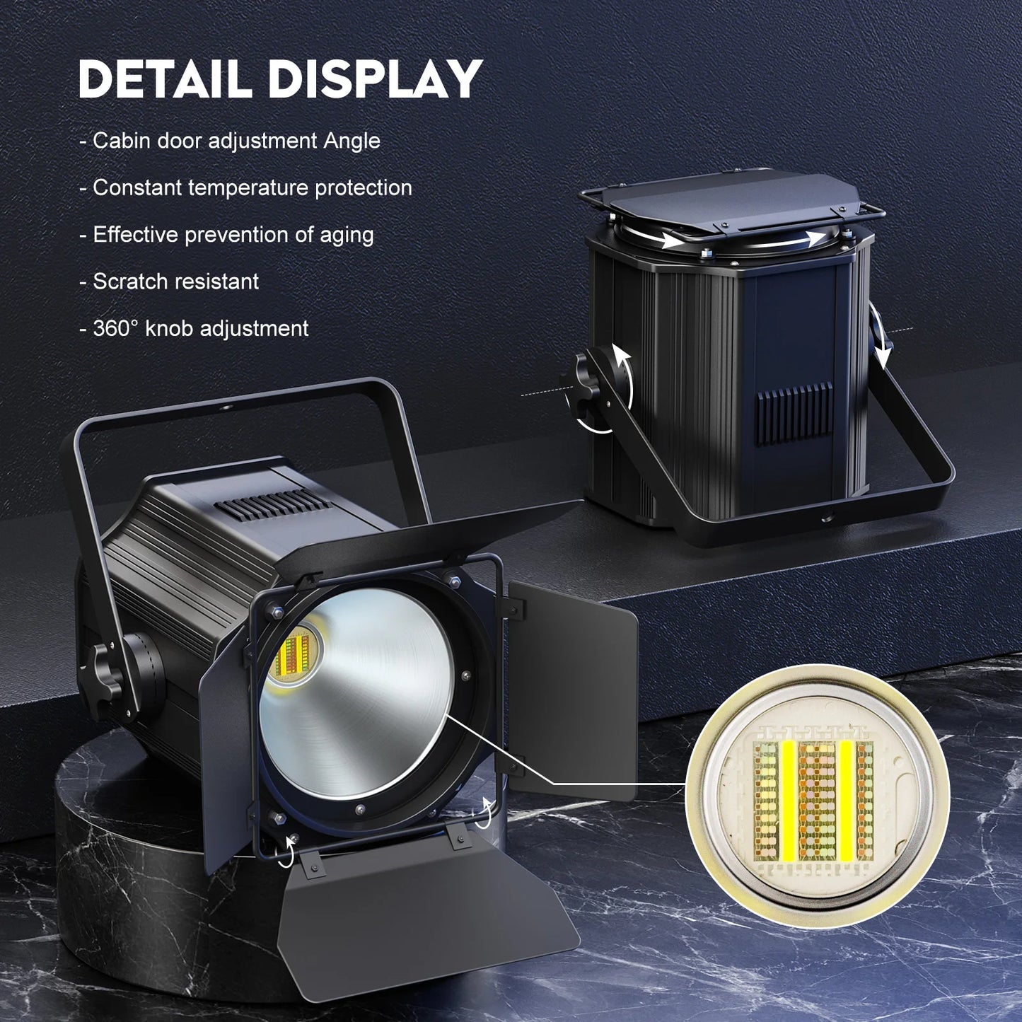 200W LED COB Par Light – LED Podiumverlichting – DJ Licht – RGBWA UV Spot – DMX512 Verlichting – EU Plug – Verstelbare 180° Barn Door – Intelligente Temperatuurcontrole