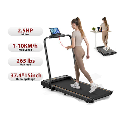 Loopband - Elektrisch - Walkingpad - Band - Joggen - Wandelen - Onder-bureau - Compact Fitnessapparaat - Max Snelheid 1-10 km/u - 2-in-1 - 15.75 x 35.43 Inch - voor Thuis - Kantoor - Zwart