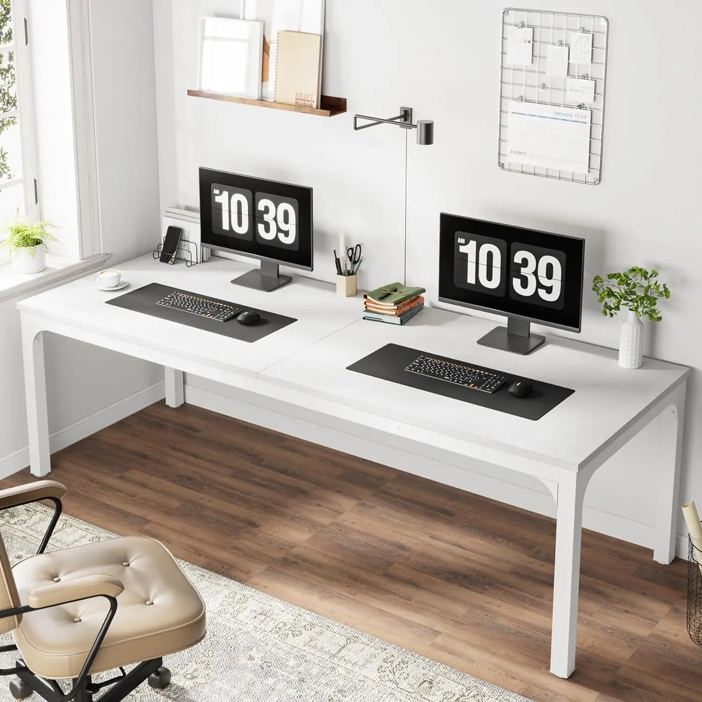 Bureau Voor 2 Personen – Werkplek – Tafel – Kantoormeubel – Desk – Extra Lang 200 cm – Stevig Houten Ontwerp