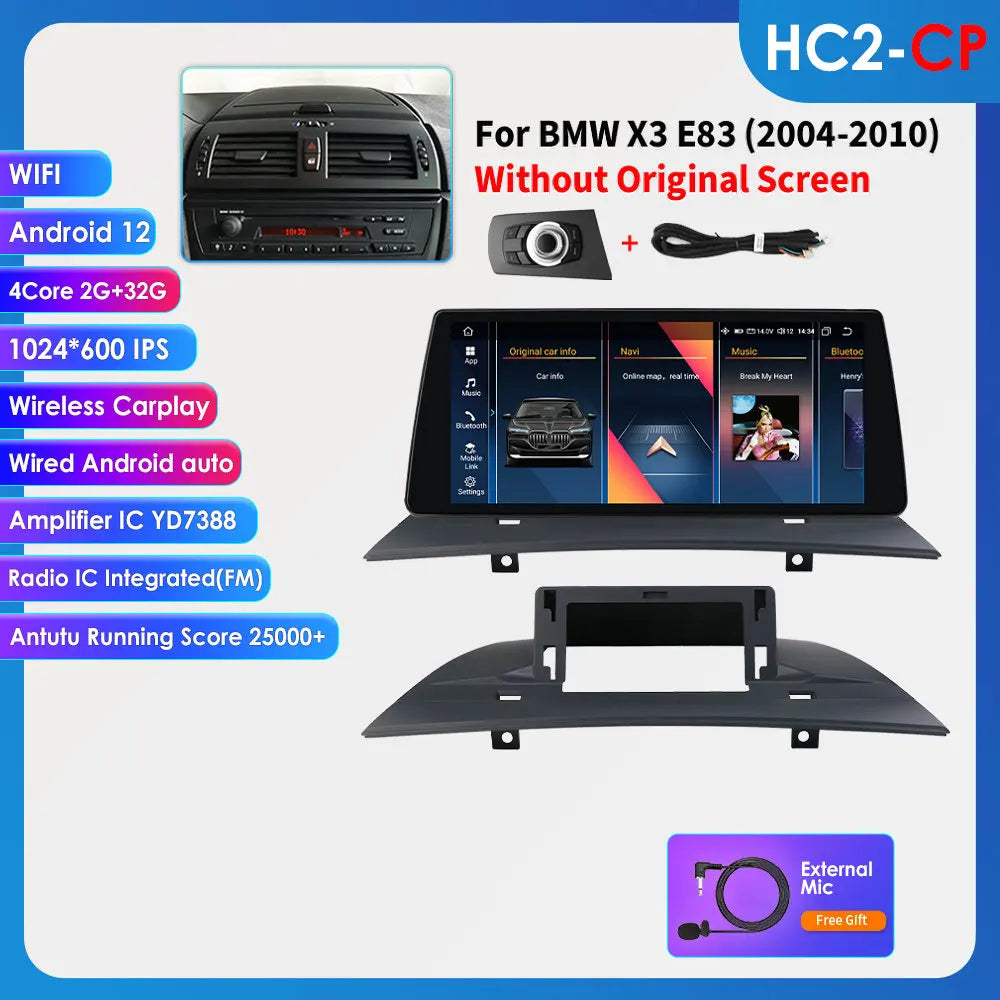 Car Radio for BMW X3 E83 2004-2010 Android Auto Carplay Car Radio Multimedia Video Player 10.25 inch GPS Navigation 4G WIFI DSP - QUORE