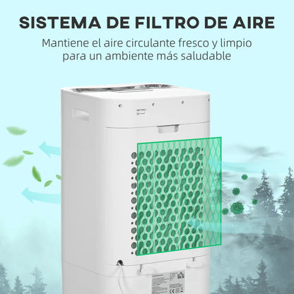 Mobiele Airco - Draagbare Airconditioning - Mini-Airconditioning - Verdampings Luchtbevochtiger - met Wielen - 15L Reservoir - voor Koeling - Ventileren - 65W - 62dB - 15-20 m² - 220-240 V/50HZ  - 32 x 37 x 74 cm - Wit
