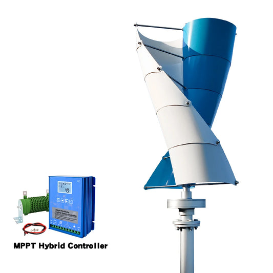Windturbine – Verticale As Windmolen – Duurzame Generator – Energie Opwekker – 5000W Vermogen – 48V - Met Hybride Besturing
