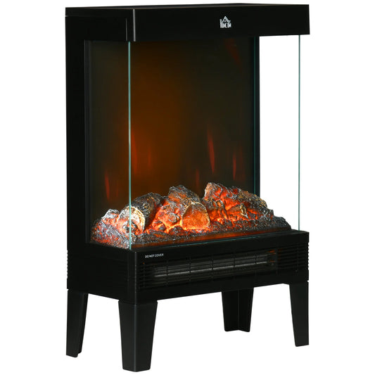 Elektrische Inbouwhaard - fireplace - Elektrische Kachel - Efficiënte Verwarming - Fireplace Heater - Draagbare elektrische open haard - Instelbaar Vermogen Tussen 1000W/2000W - met Verstelbare LED-Vlam - Zwart - QUORE