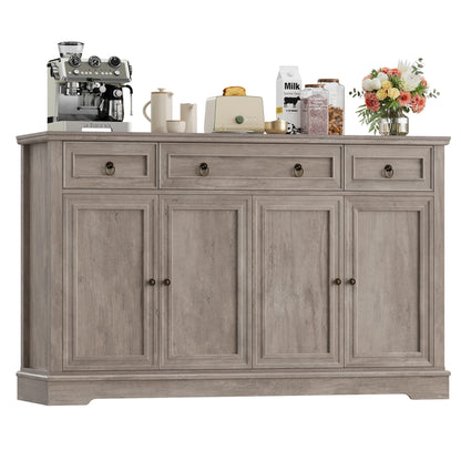 Dressoir – Ladekast – Opbergkast – Buffetkast – Kast – Retro Design – 134x40x87 cm – MDF Wit - QUORE