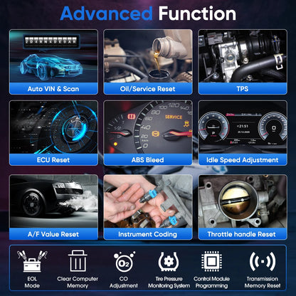 Motor Diagnose Tool – Motorfietsen Scanner – Foutcode Lezer – OBD2 Scanner – 7-Inch Touchscreen – 35+ Onderhoudsfuncties