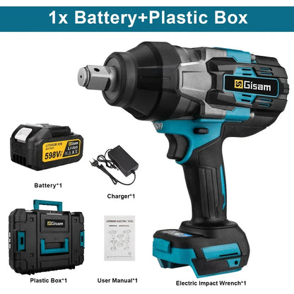 GISAM 3100N.M Brushless Electric Impact Wrench 3/4 Inch Cordless Torque Wrench Screwdriver Power Tool For Makita 18V Battery - QUORE
