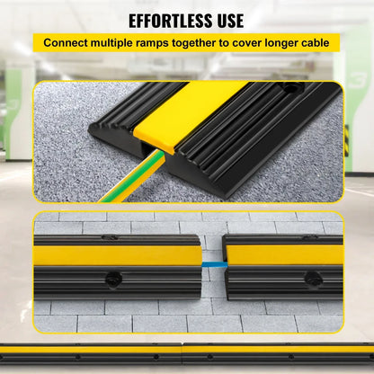 Kabelbeschermer Oprit - Kabelbeschermer Oprit - Kabelbeschermer - Kabelbeschermer Drempel - Kabelbeschermer - Kabelhoes - Kabelmat - 4 Stuks - Zwart & geel