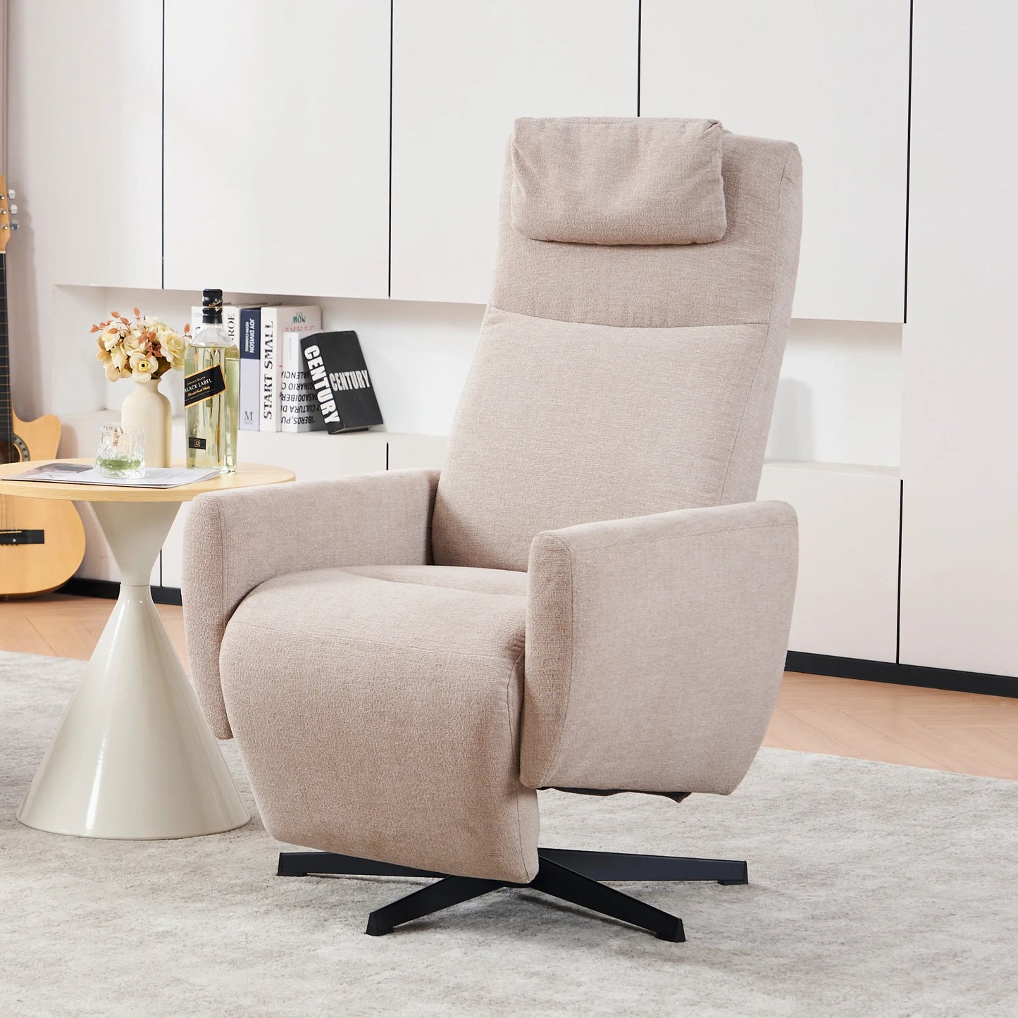 Relaxfauteuil – Relaxstoel – Comfortstoel – Draaifauteuil – Verstelbare Rugleuning – Chenillestof – Ergonomisch Ontwerp