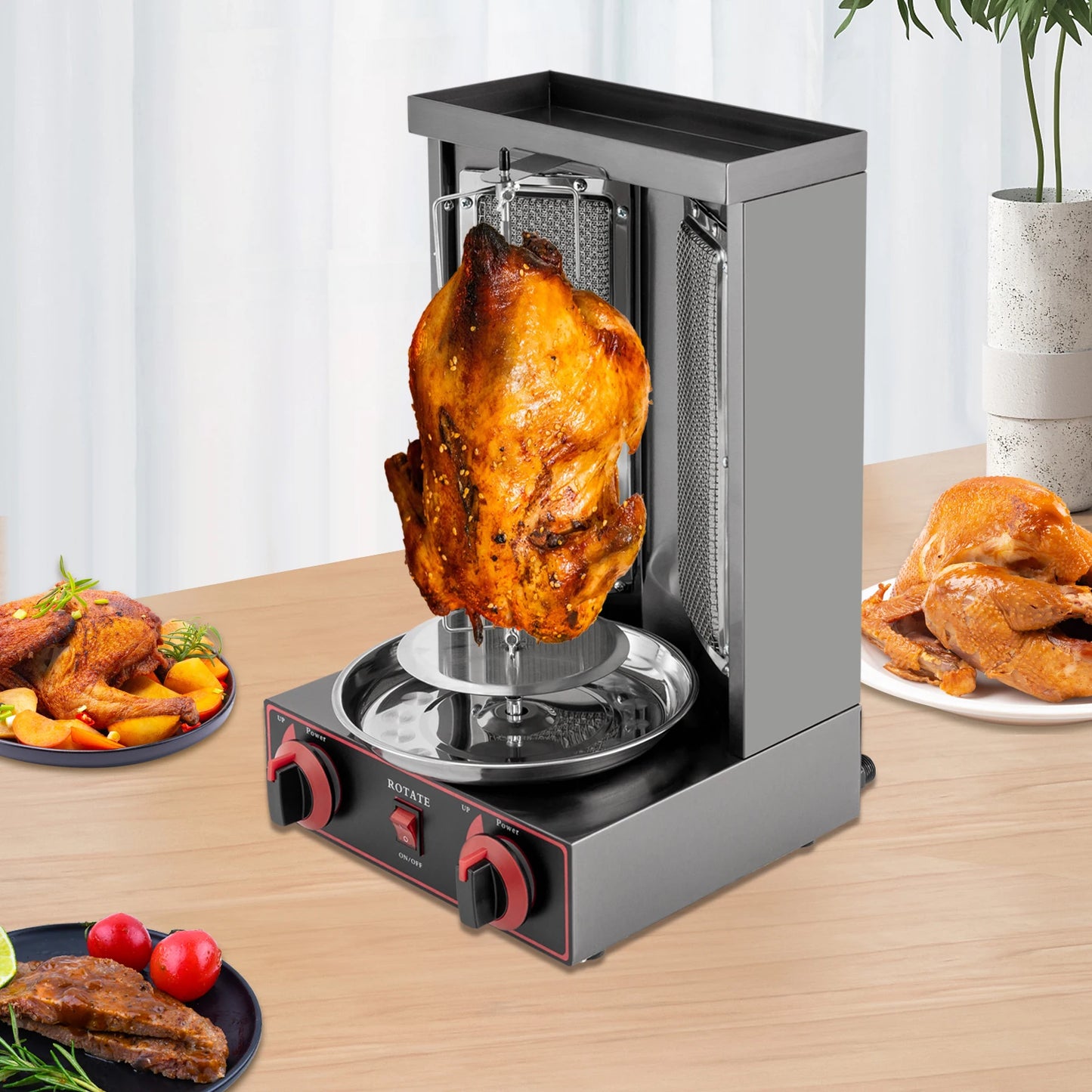 Gas Doner Kebab Machine – Gas Kebab Grill – Doner Grill – Kebab Barbecue – 360° Draaiend Mechanisme – Roestvrij Staal – 3000W Vermogen