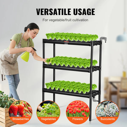 Hydrocultuur -Hydrocultuursysteem - Kweektafel -Hydrocultuurvoeding - Moestuintafel - Hydrocultuurkweeksysteem - 108 plaatsen 3 lagen - met watertimer Manden en sponzen