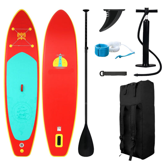 Supboard - Paddle Board - Peddelplank - Surfplank - Opblaasbaar - met Zitje - Inc. Peddel - Vin - Leash - Riem - Handpomp - Rugzak - 350 x 87 x 15 cm - Rood-oranje