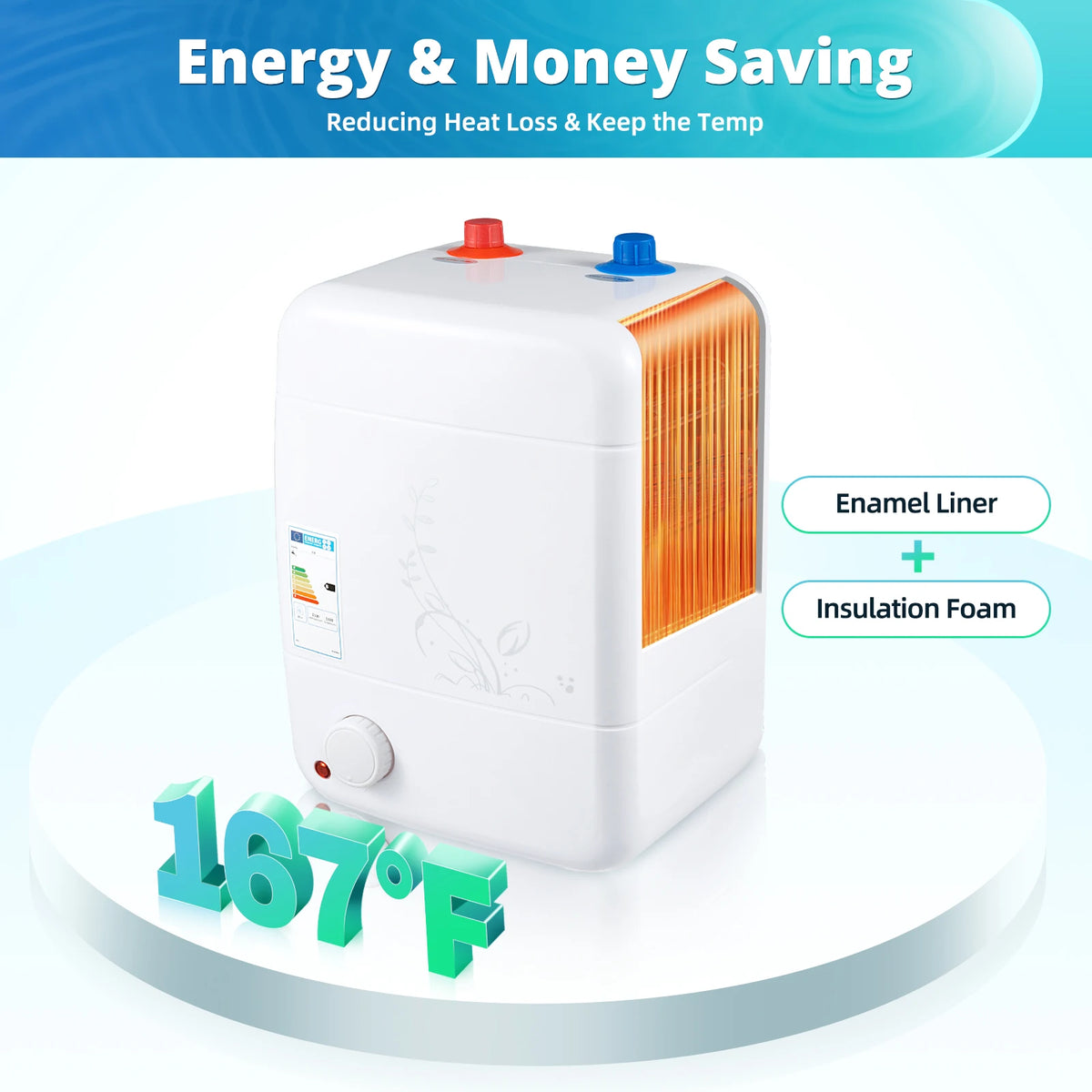 8L Electric Hot Water Storage Tank Water Heater Boiler Under Sink Kitchen 1.5KW - QUORE