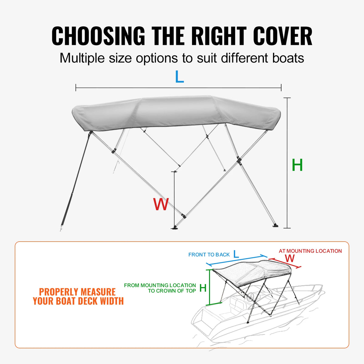 Biminitop 4 Bow - Biminitops - Parasolhoes - Bow Bimini Top Boat Cover - 900D Polyester Canopy - met 1” Aluminium Alloy Frame - Waterdicht - Pacific Blue