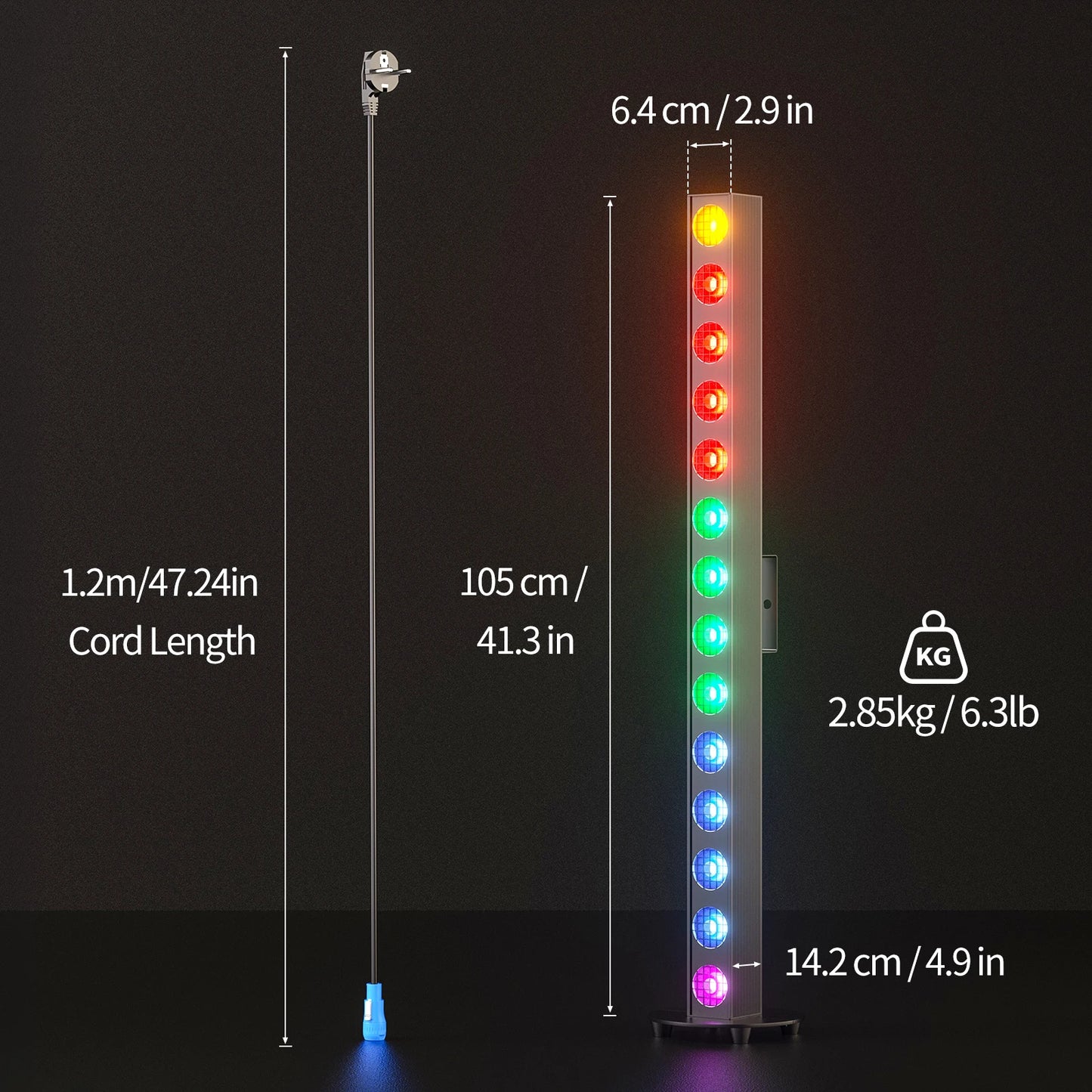RGBW LED Wall Washer – LED Stage Light – Podiumverlichting – DJ Licht – Effectverlichting – 14x20W COB LED’s – DMX512 Controle – Aluminium Behuizing – EU Plug