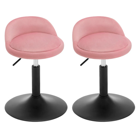 Velvet Barkrukken - Barstoel - Barkruk - Keukenstoel - Hoogte Verstelbaar & Draaibaar - Ergonomische - Comfortabele Stoelen voor Keuken, Woonkamer & Kantoor - Set van 2 - Roze
