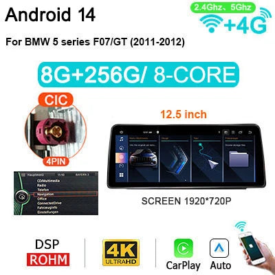 12,5” Android Autoradio – Multimedia Systeem – Touchscreen Unit – Carplay Interface – Navigatie Radio – Draadloos Carplay & Android Auto – 8GB RAM & 256GB Opslag - QUORE
