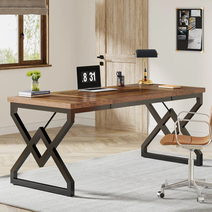 Bureau – Bureau Ruim – Werktafel – Schrijftafel – Stevig Hout – 160 Cm Lengte – Vintage Design - QUORE
