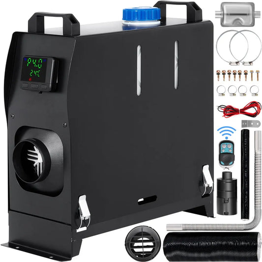 Diesel Kachel - Verwarming - Diesel Kachel - 12V - 8KW - Luchtverwarmer met Afstandsbediening & LCD Schakelaar – Stil Verwarmingssysteem voor Auto, Camper, Boot of Vrachtwagen - QUORE