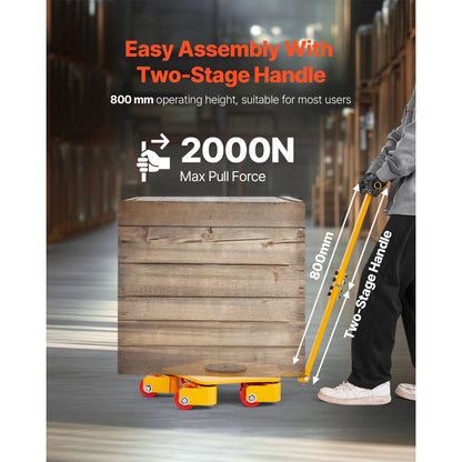SucceBuy 8800 lbs Machinery Moving Skat Dolly with 360° Cap & PU Swivel Rollers Industrial Machine Mover for Warehouse Workshop