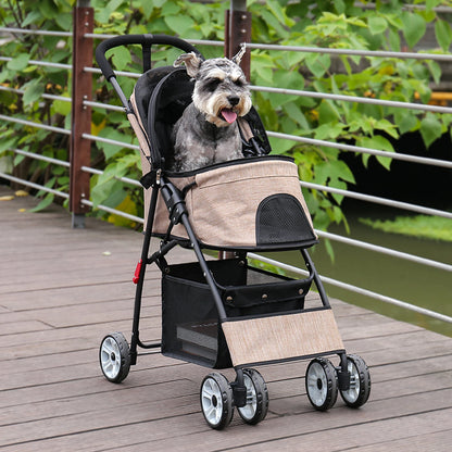Foldable Pet Stroller with 4 Wheels, Double Dog Stroller for Travel Walking, Detachble Portable Pet Bag for Small Cats or Dogs