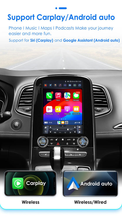 9,7 inch Android 13 Autoradio – Multimedia Speler – GPS Navigatie – Carplay Systeem – 4G-Internet – Tesla Style – 2DIN – Geschikt voor Renault Scenic 2013-2024 – Snelle 6-Core Processor – IPS Touchscreen