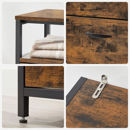 Schoenenkast - Schoenrek - 4 Flappen - 20 Paar Schoenen - Ruimtebesparend - Open Vakken - Accessoires - Verstelbare Voeten - 98.3x30x95cm - Houtplaat - Vinta Breun-Zwart - QUORE