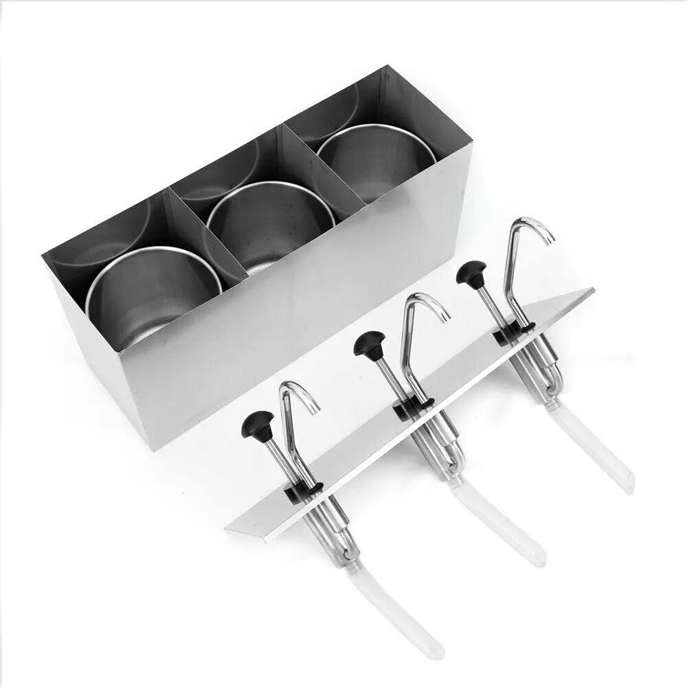 3-Kops Sauspomp – Sausdispenser – Saucenpomp – Sauzenverdeler – Vloeibare Saus Dosering – 4 Liter Per Kop – Roestvrij Staal