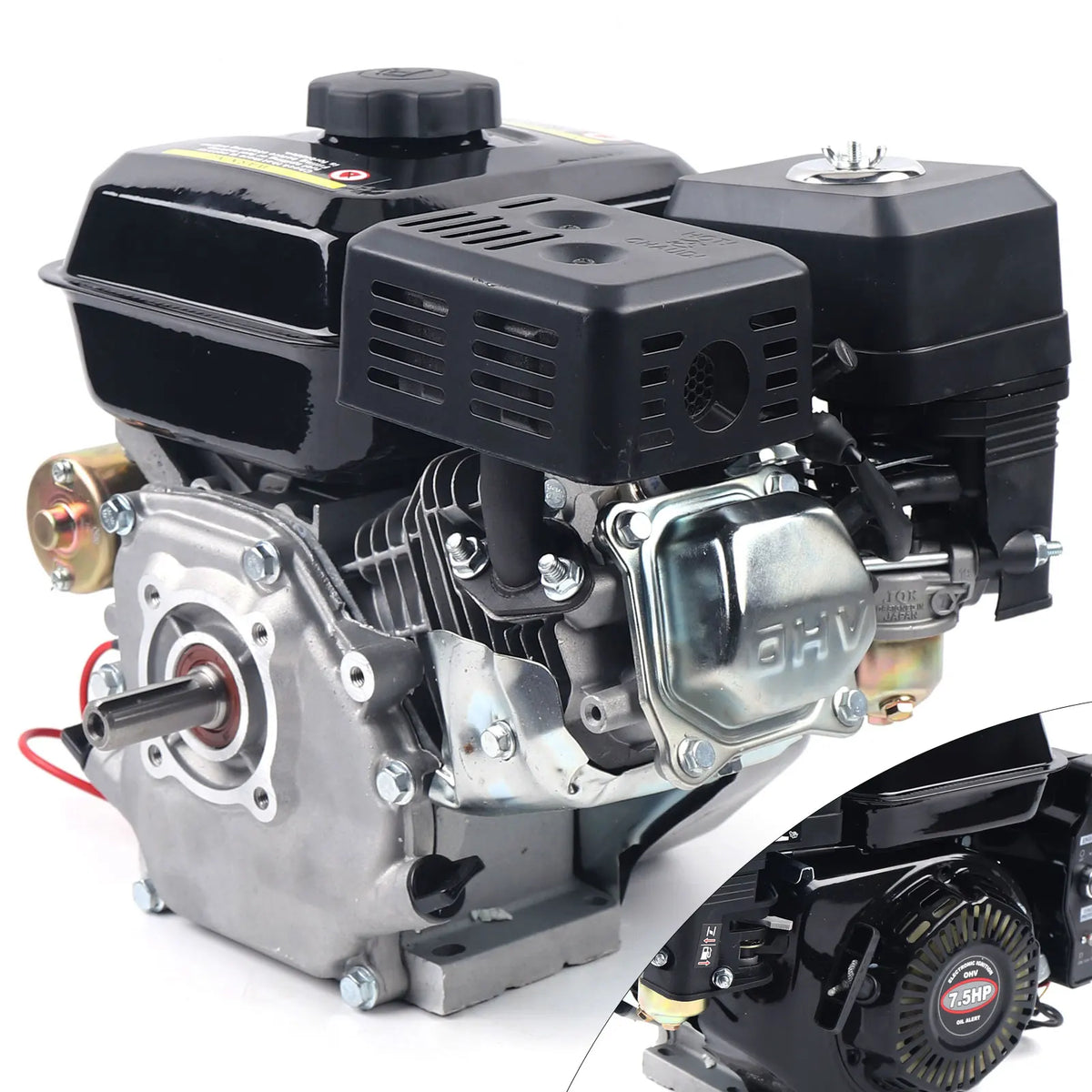 Go Kart Engine - Petrol Engine - 4-Stroke - 212cc - 7.5 hp - with Electric Start - Upgrade version for go-kart and High Pressure Cleaners - Wood Splitters - Black