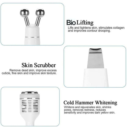 Gezichtsverzorgingsapparaat – Gezichtsreinigingsapparaat – Huidverjongingsapparaat – Skin Scrubber – Hydrodermabrasie apparaat – 6-in-1 multifunctioneel – Professionele thuisbehandeling