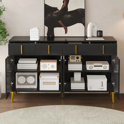 Kast - Dressoir - Opbergkast - Woonkamer - 140 cm x 37,8 cm x 82 cm - Zwart