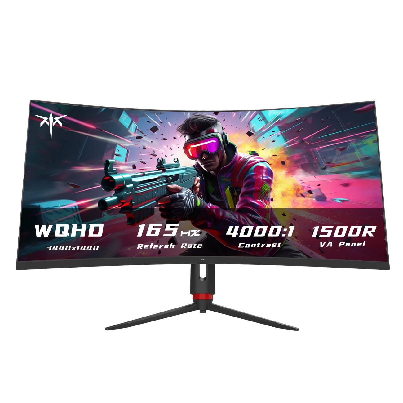 Ultrascherpe Monitor – Ultrawide Scherm – Curved Display – Gaming Monitor – PC Monitor – 34 Inch – 165Hz Verversingssnelheid – WQHD 3440x1440 Resolutie - QUORE
