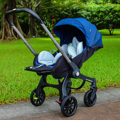 Kinderwagen - Buggy met Autostoel - Wandelwagen - 4-in-1 - Multifunctionele en Opvouwbare Reiswieg voor Pasgeborenen – Lichtgewicht Wandelwagen voor Reizen & Dagelijks Gebruik - Blauw