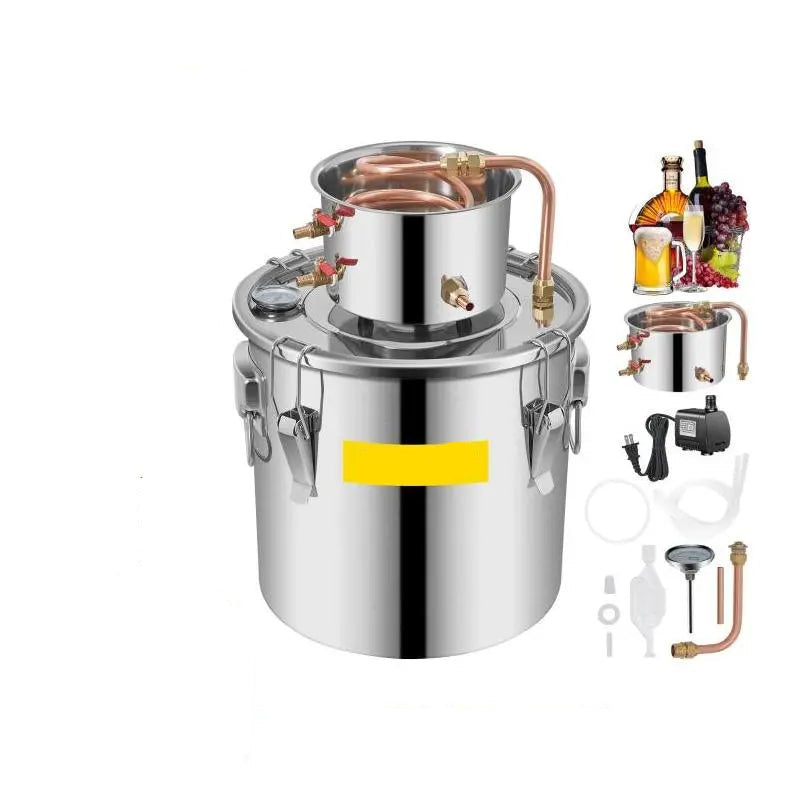 Roestvrijstalen Alcohol Distilleerapparaat - Destilleerapparaat Etherische Olie - Destilleerketel - 5Gal - voor Moonshine, Water & Essentiële Oliën