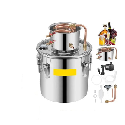 Roestvrijstalen Alcohol Distilleerapparaat - Destilleerapparaat Etherische Olie - Destilleerketel - 5Gal - voor Moonshine, Water & Essentiële Oliën