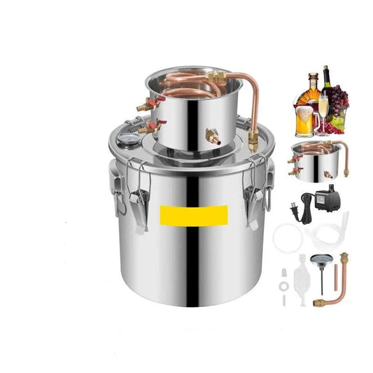 Roestvrijstalen Alcohol Distilleerapparaat - Destilleerapparaat Etherische Olie - Destilleerketel - 5Gal - voor Moonshine, Water & Essentiële Oliën