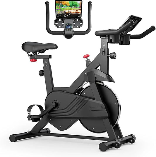 Hometrainer – Fitness Fiets – Indoorfiets – Spinningfiets – Trainingsfiets – Magnetische Weerstand – Verstelbaar Comfortabel Zadel – Groot Tablet Houder - QUORE
