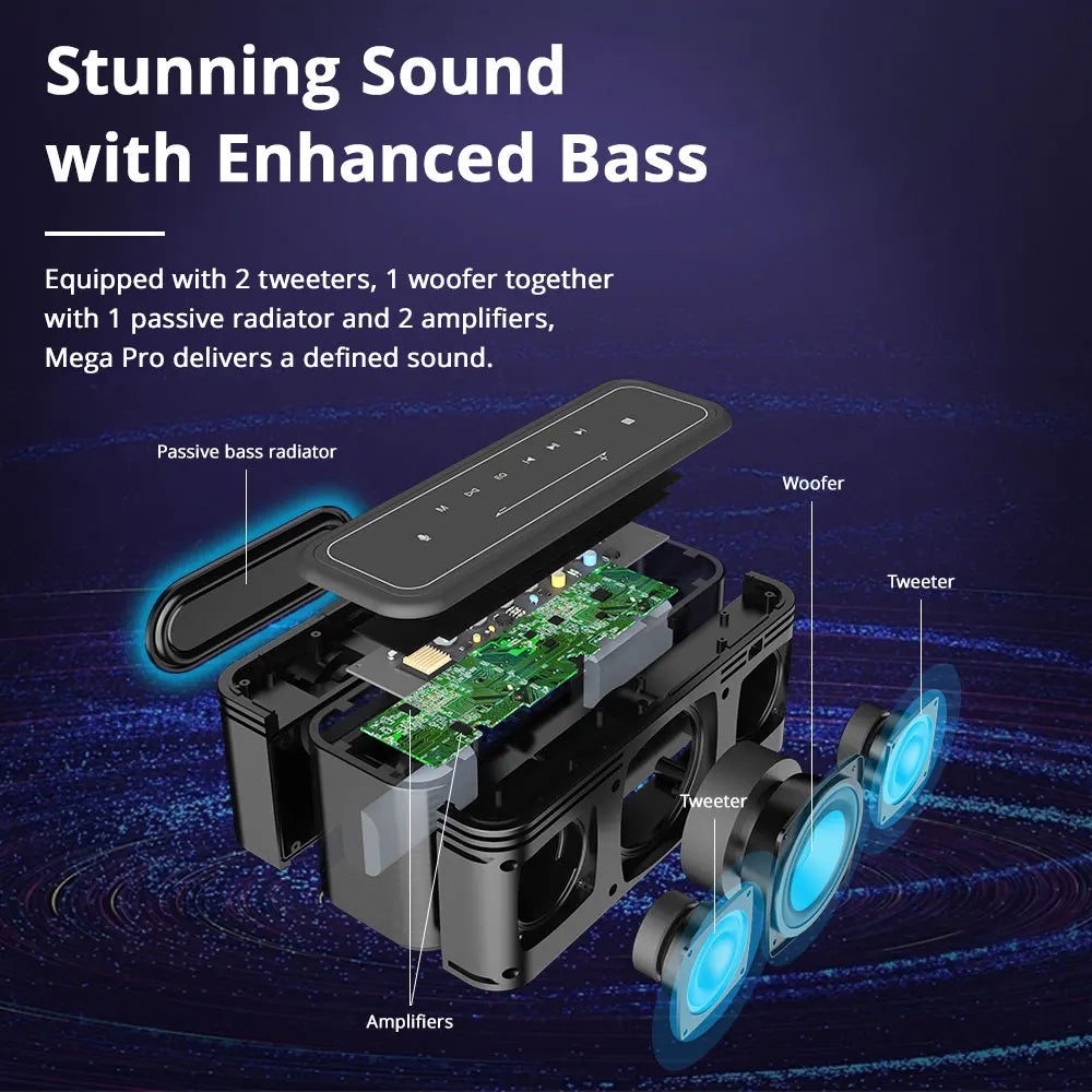 Tronsmart - Bluetooth Speakers -Bluetooth Speaker Wireless -Bluetooth Speaker Waterproof - 60W Portable Mega Pro- with voice assistant