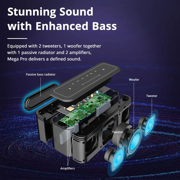 Tronsmart - Bluetooth Speakers -Bluetooth Speaker Wireless -Bluetooth Speaker Waterproof - 60W Portable Mega Pro- met stemassistent