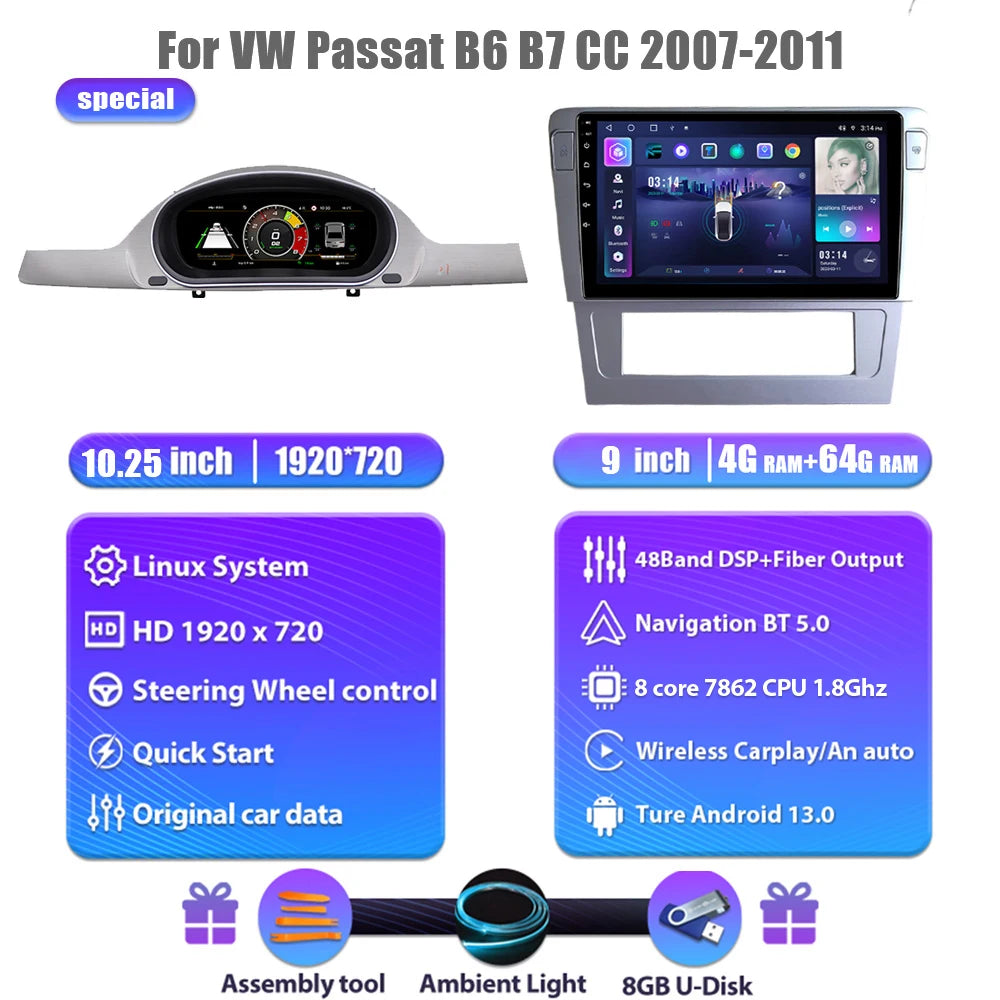 Digitaal Dashboard Volkswagen Passat – Digitaal Cluster – LCD Scherm – Cockpit Paneel – Instrumentenpaneel – 10,25 Inch HD IPS – Snelle Linux Processor T5 1.5 GHz
